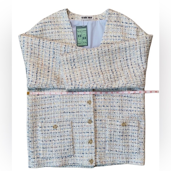 Bundle Blue Tweed Jacket and Mini Skort Skirt Fall Outfit Set Size 2 US Small - Picture 10 of 15